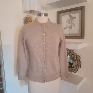 J Crew Women's Beige Cardigan Wool Cashmere Blend Sweater Vintage